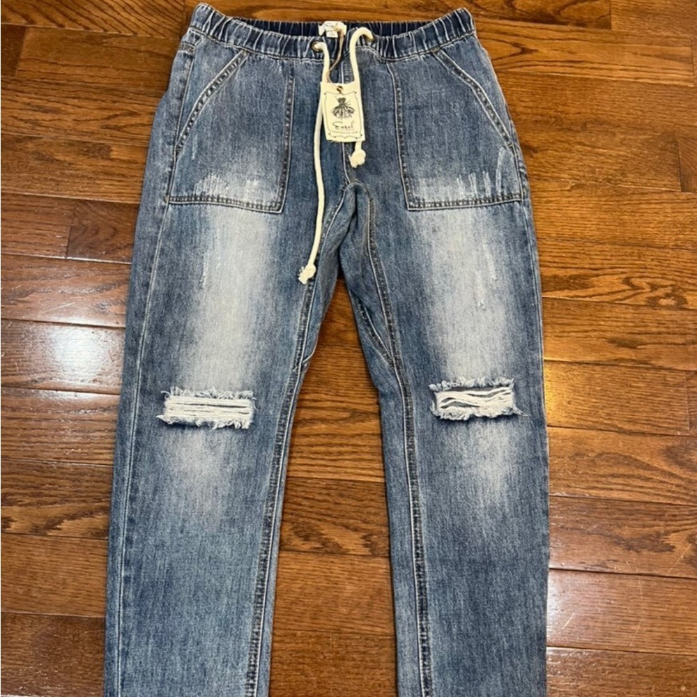 Easel denim drawstring jeans